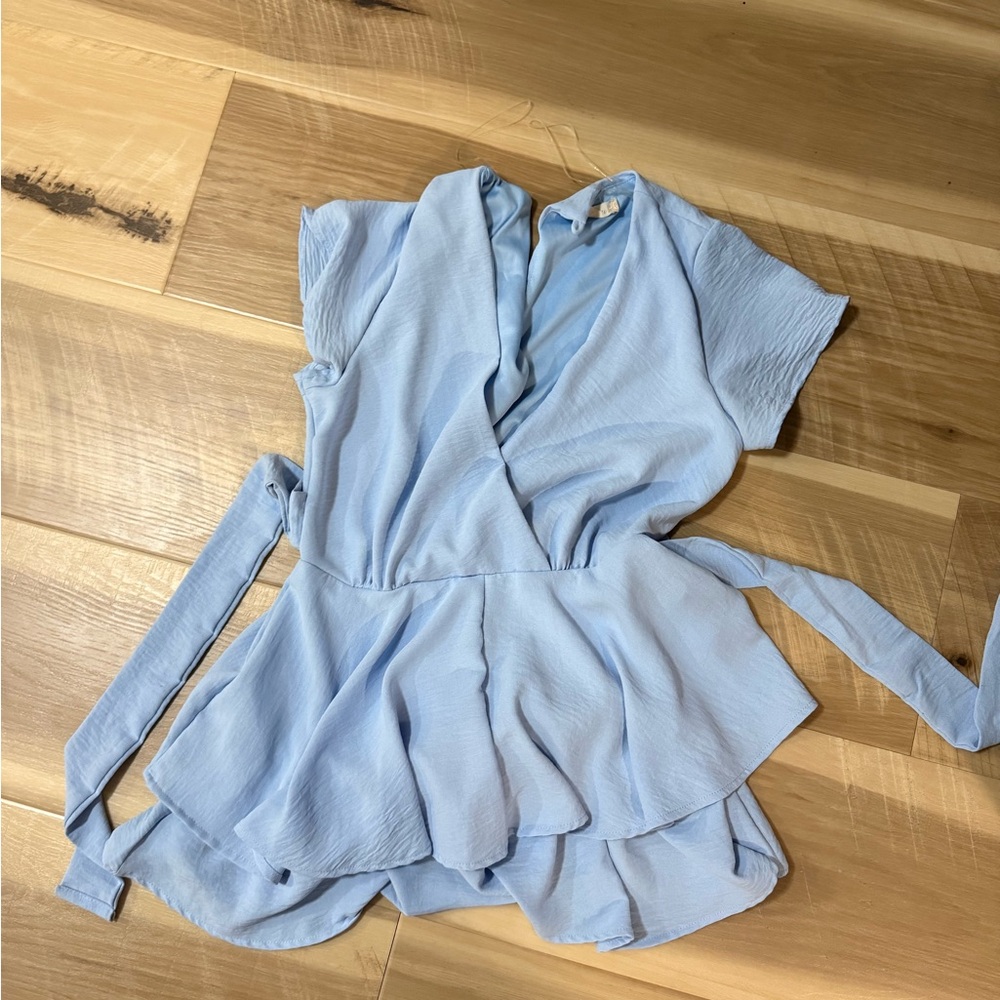 Altar'd State Sky Blue Wrap Jumpsuit